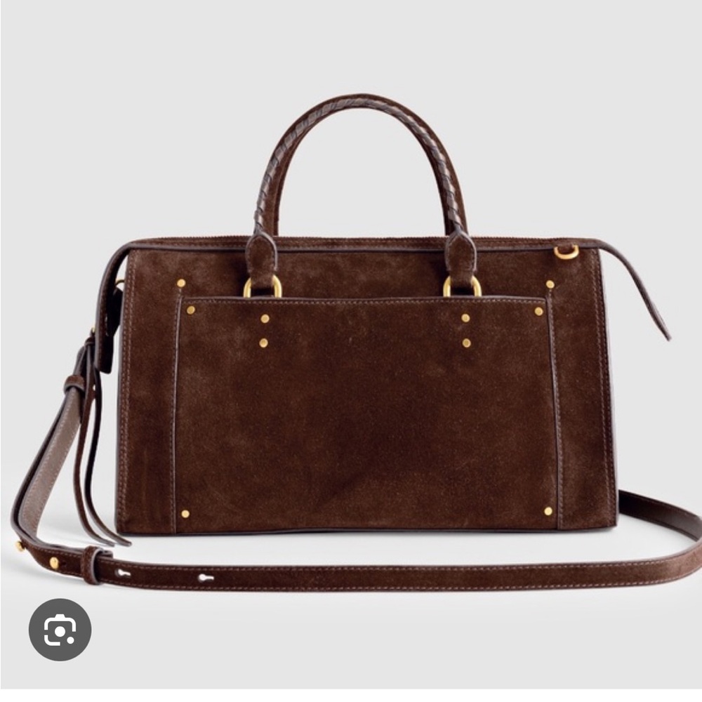 Madewell The Whipstitched Satchel in Suede coffee bean
